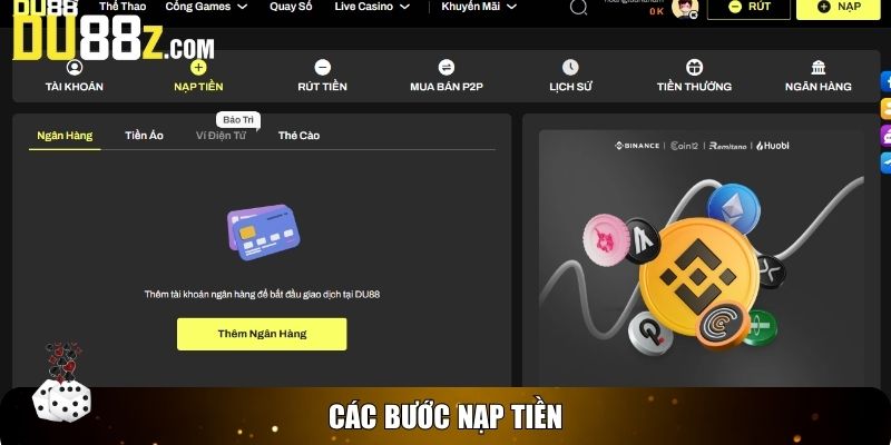 Các bước nạp tiền